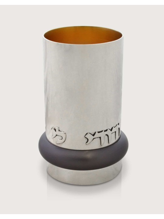 גביע קידוש מכסף סטרלינג עם אלומיניום צבעוני, קידוש קו מודרני